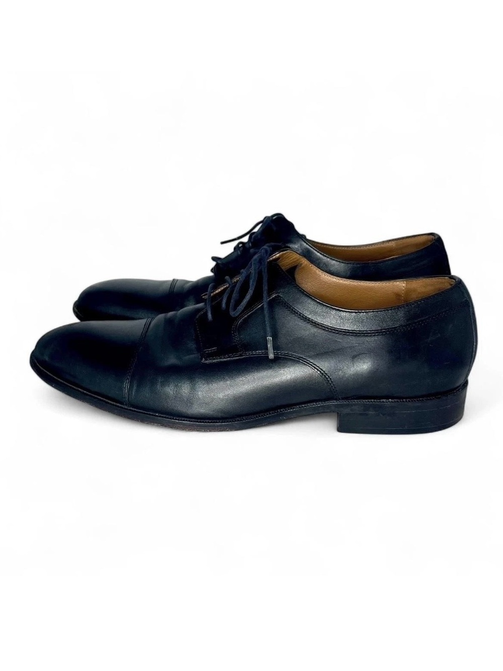 Johnston & Murphy Mens Size 11.5 M Black Cap Toe lace up Dress Shoes